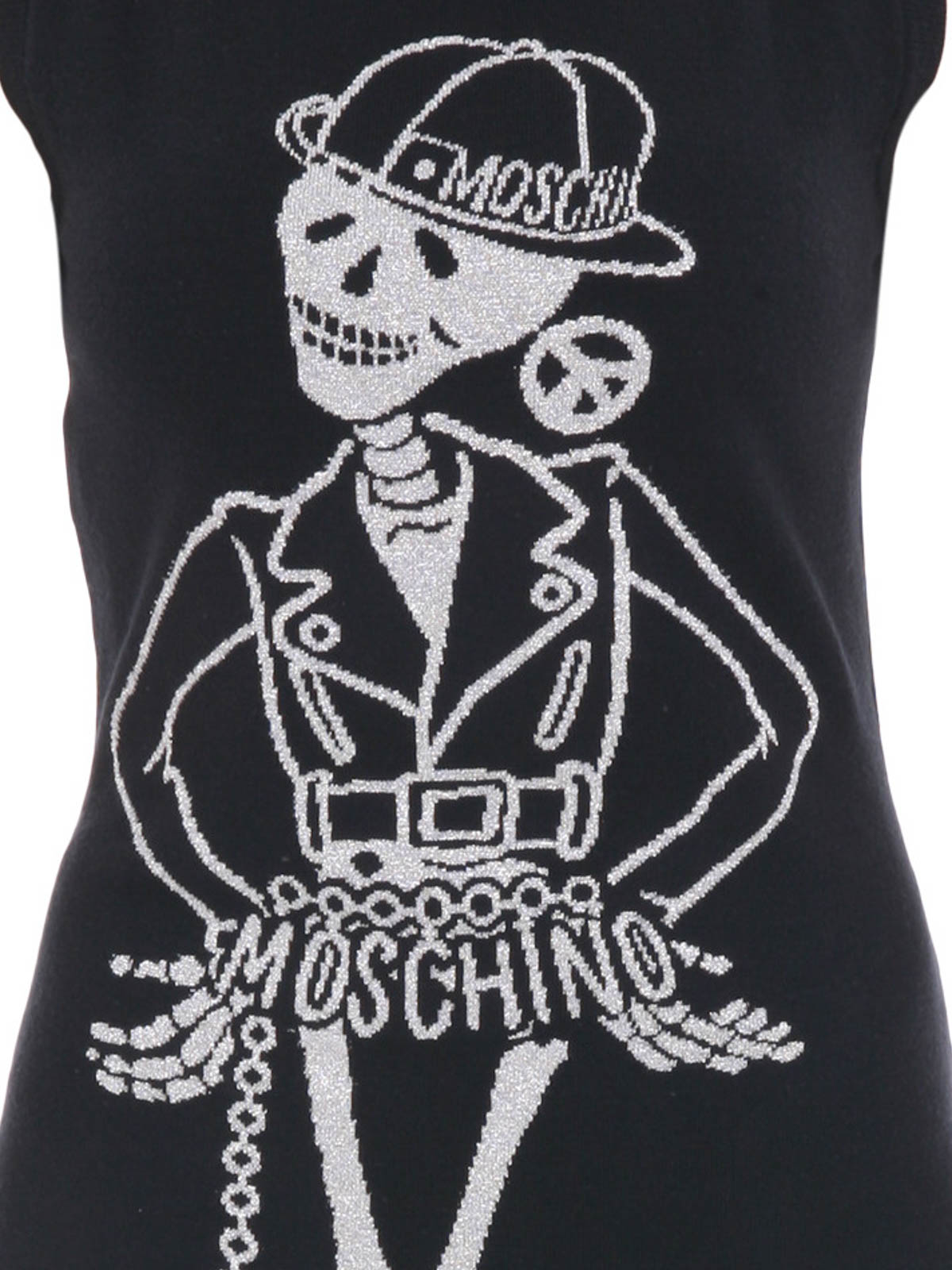 【送料&関税込】Moschino Wool-blend Dress Moschino Wool blend skeleton sheath dress - Black | A04891610