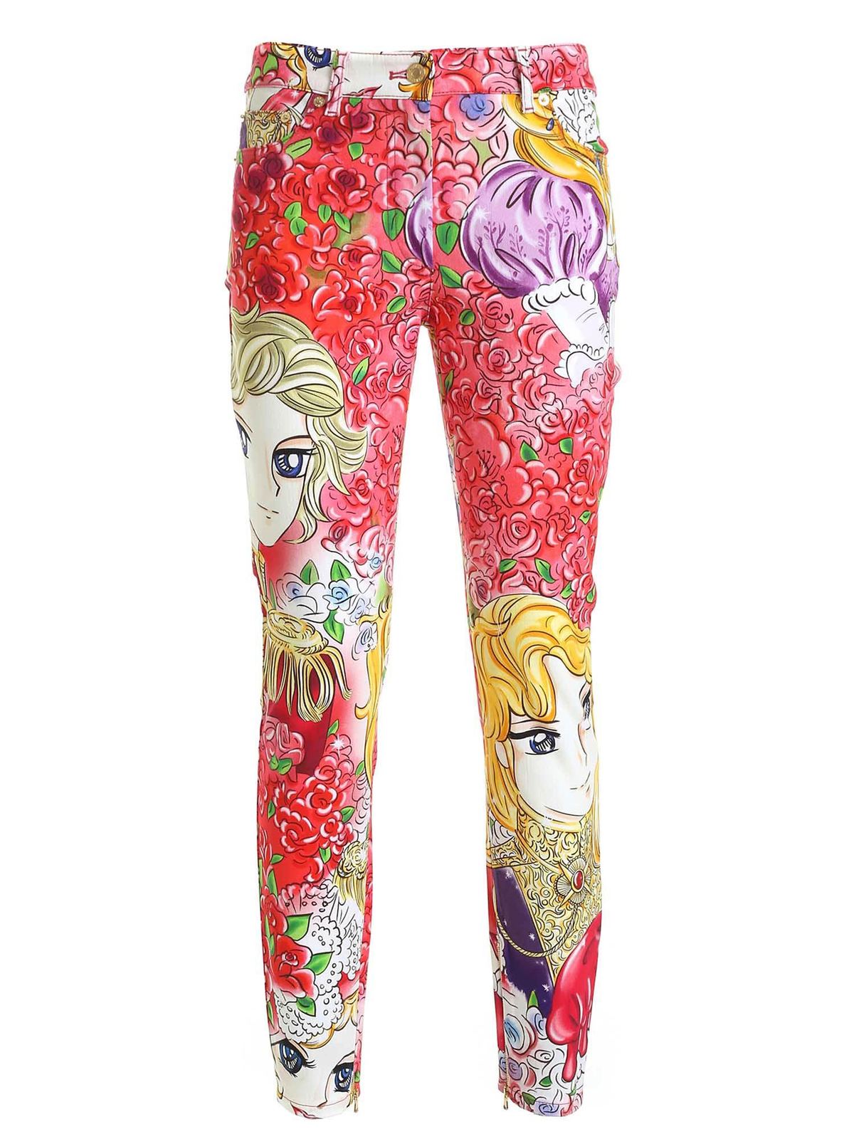 Shop Moschino Marie Antoinette Print Pants In Red In Rojo