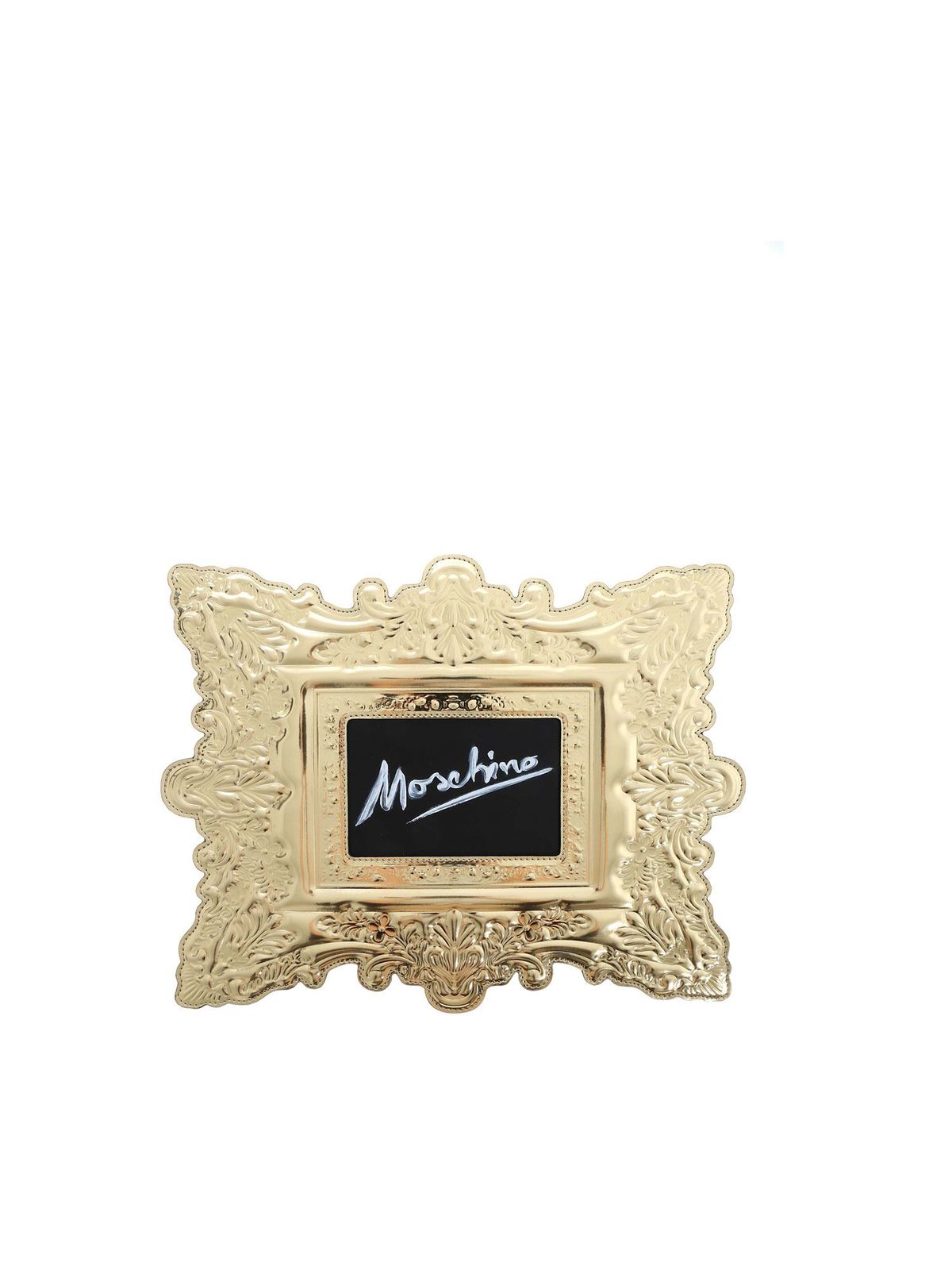 Moschino Cornice Clutch Bag In Gold In Dorado