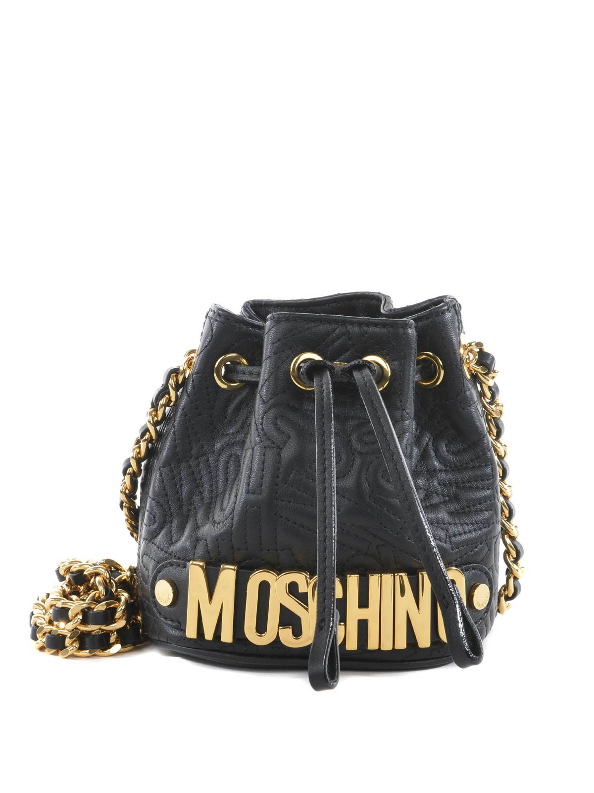 Moschino logo discount mini bucket bag