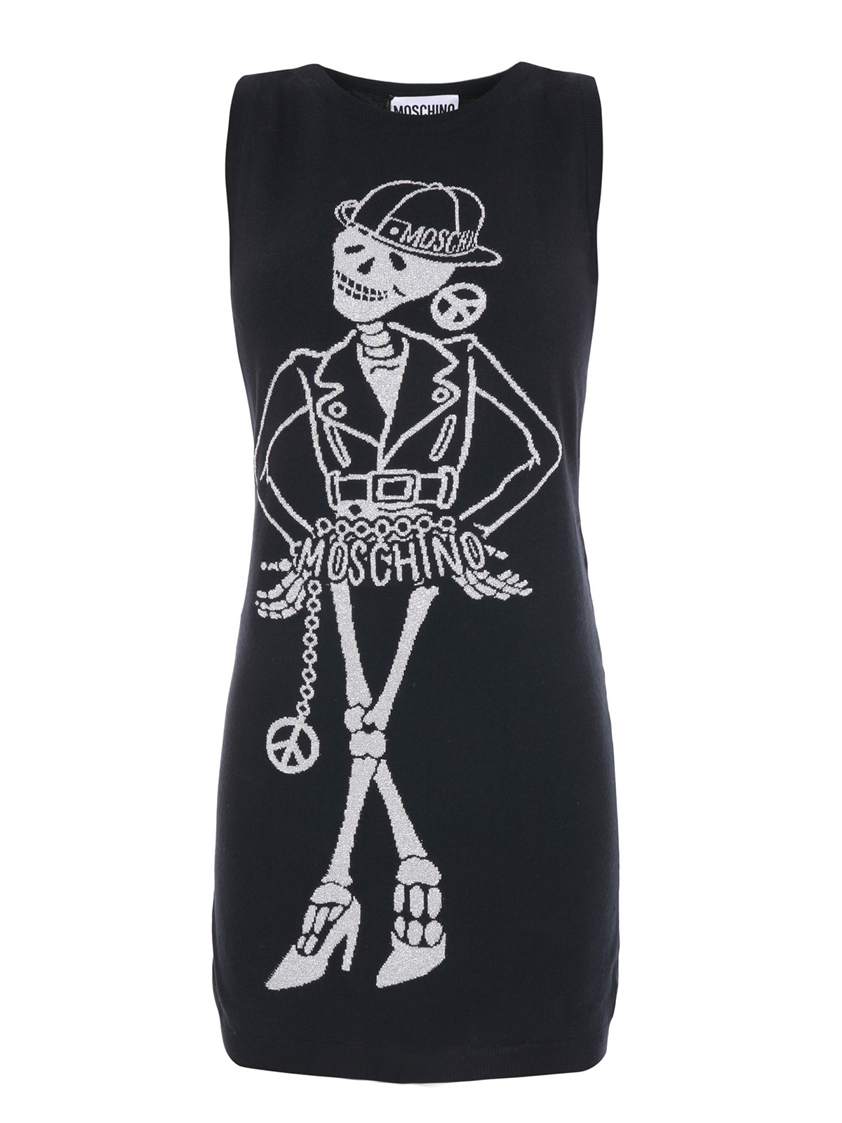 【送料&関税込】Moschino Wool-blend Dress Moschino Wool blend skeleton sheath dress - Black | A04891610