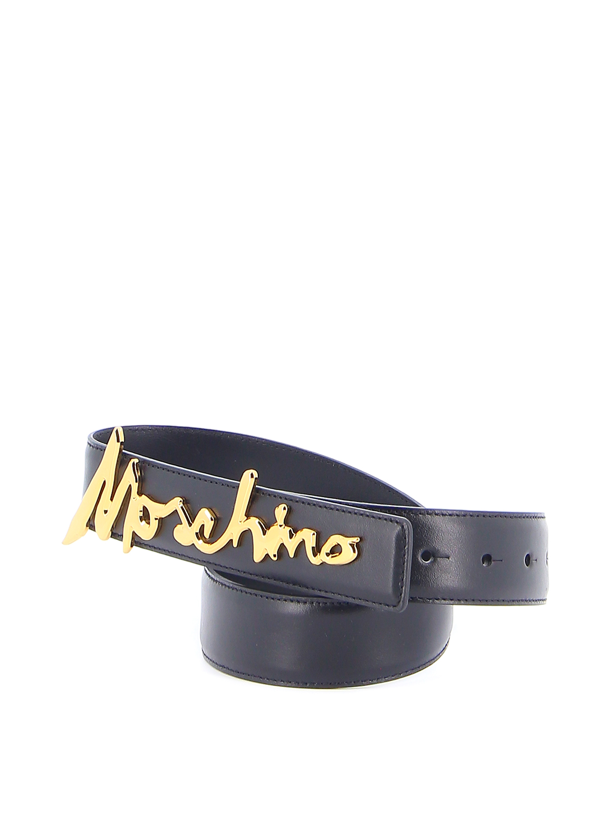 Authentic and Brand New Moschino Signature Script Logo Belt Belt in leather with logo | Moschino main image 3