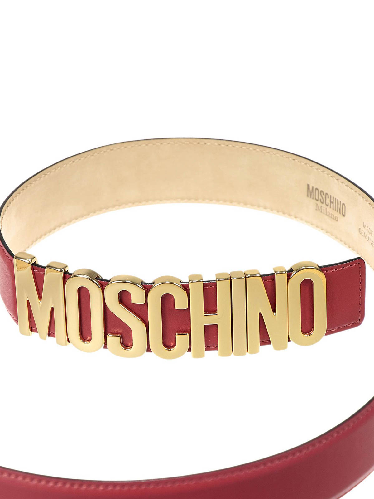 Moschino Logo lettering leather belt - Red - Women|A80078001 display picture 2
