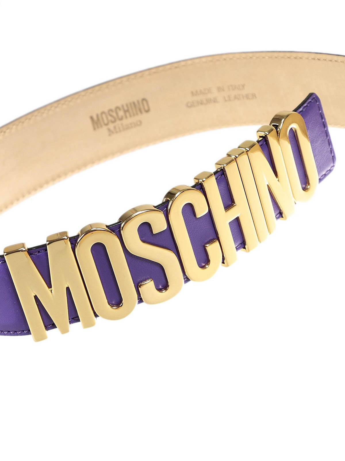 Moschino Logo lettering leather belt - Purple - Women|A80078001