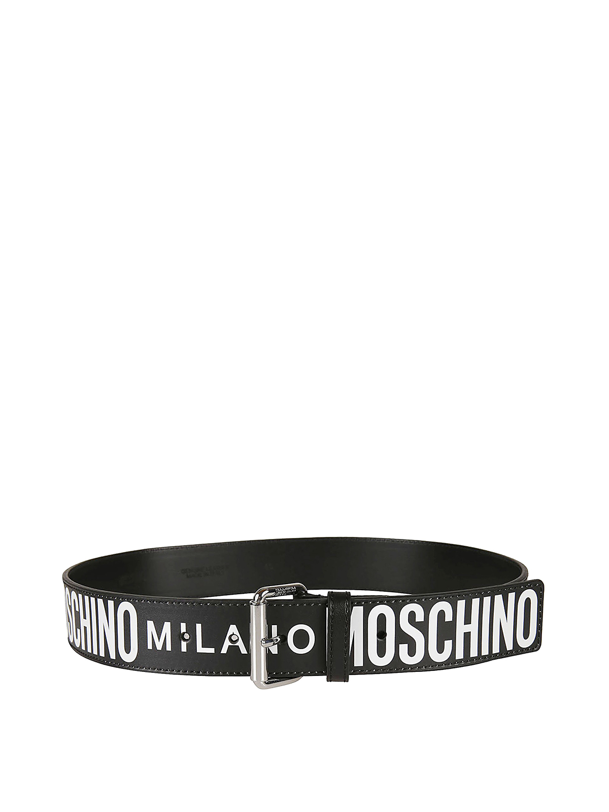 Shop Moschino Logo Print Leather Belt In Negro