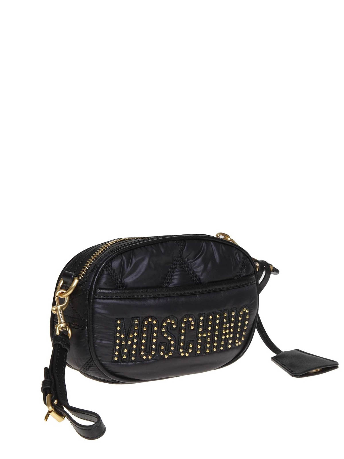 Padded Nylon Crossbody Bag with Logo Patch