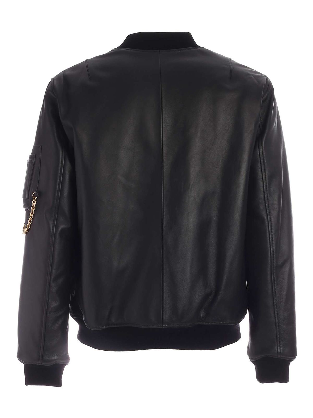 Shop Moschino Metal Logo Bomber Jacket In Black In Negro