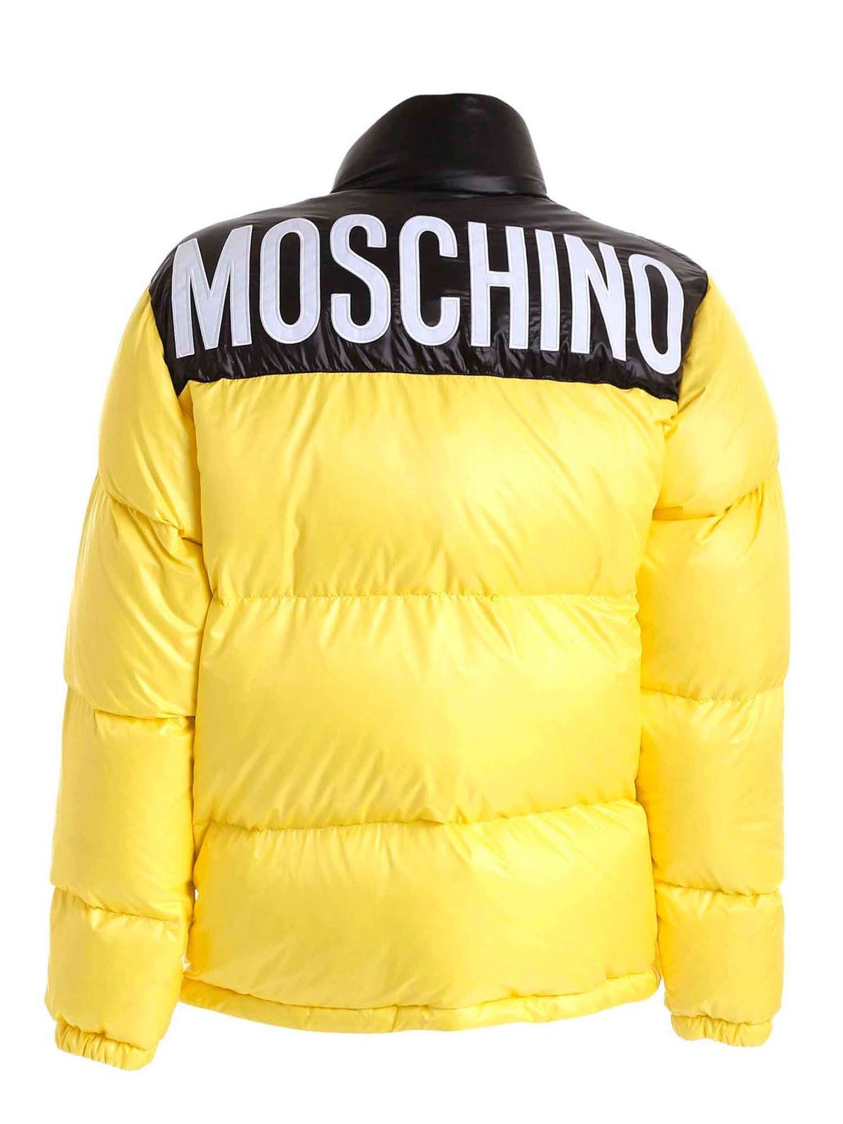 Shop Moschino Bicolor Quilted Tech Viscose Puffer Jacket In Amarillo