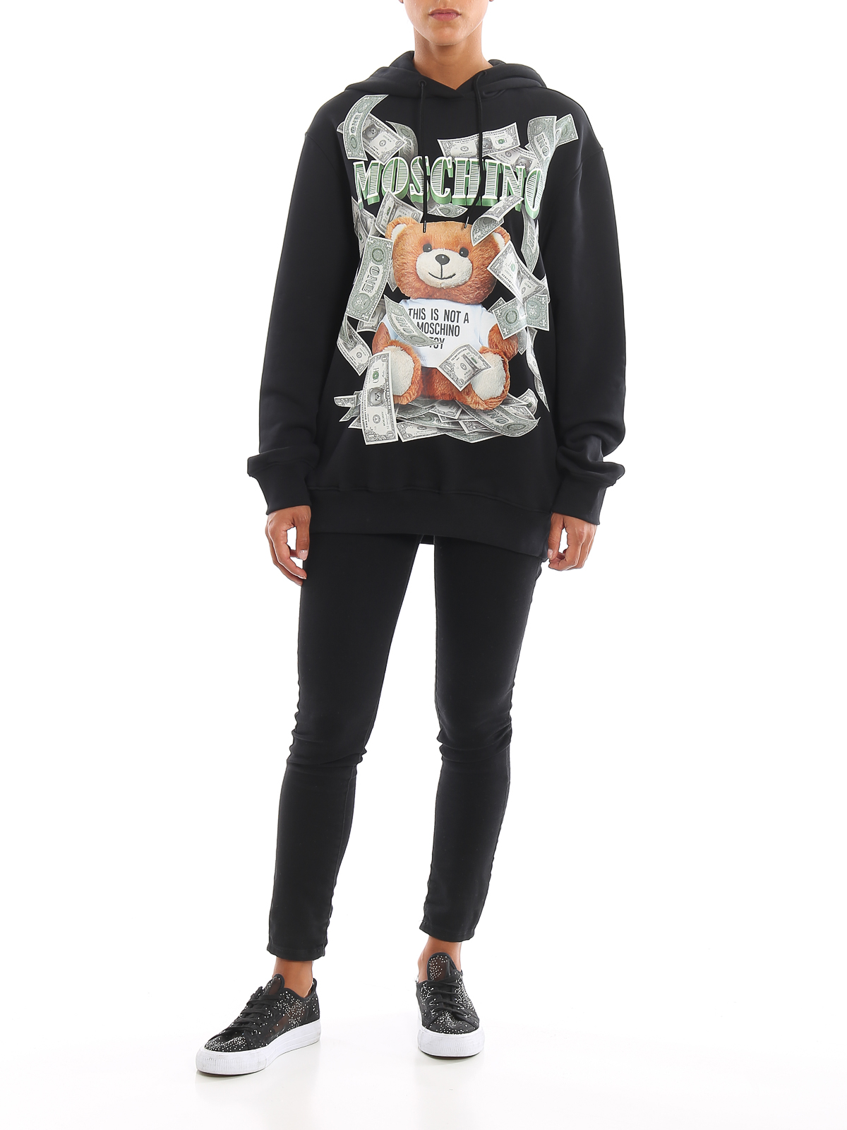 Felpe e maglie Moschino - Felpa nera con stampa Dollar Teddy Bear -  171354273555