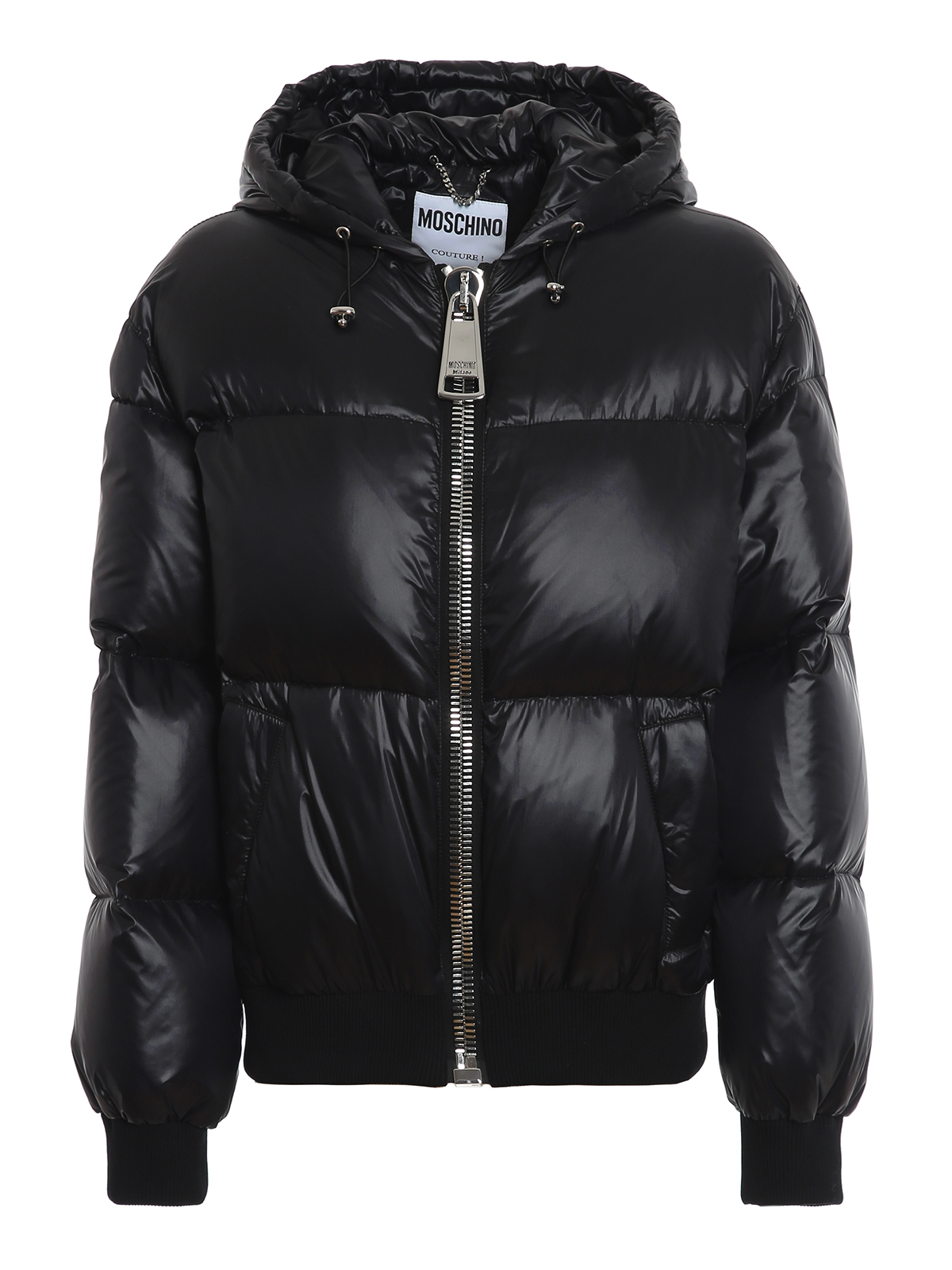 Moschino Hooded Puffer Jacket In Black