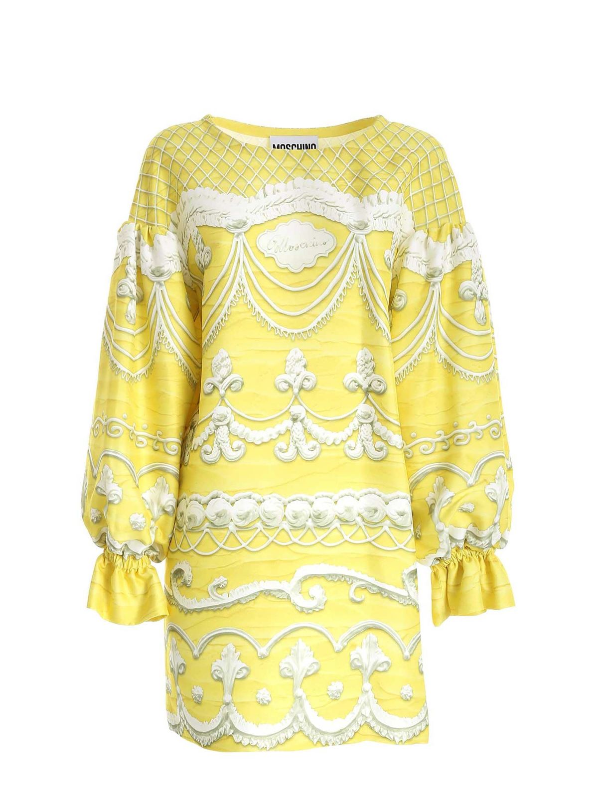 Shop Moschino Icing Print Dress In Yellow In Amarillo