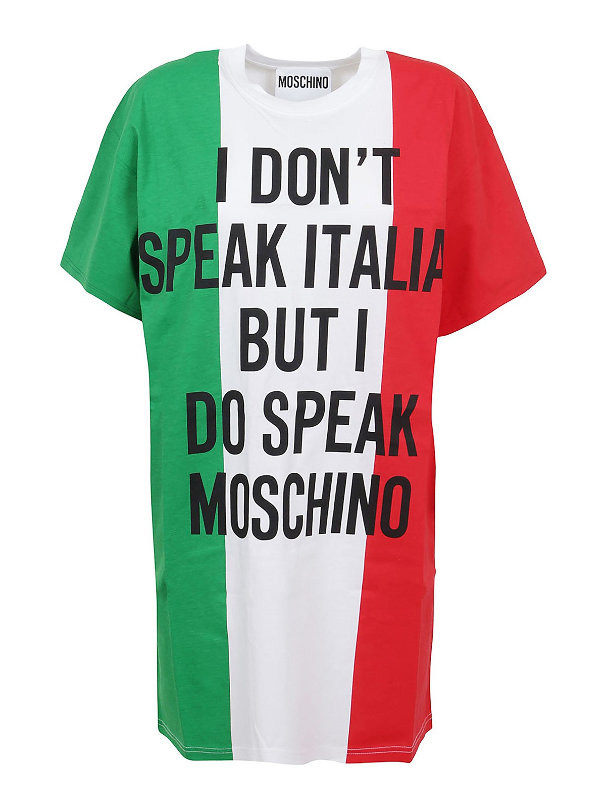 Moschino Italian Slogan Mini Dress In Multicolour
