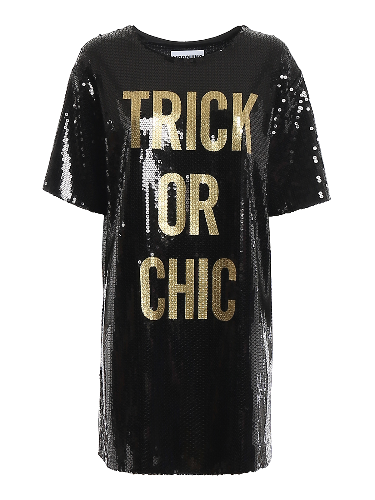 Moschino Trick Or Chic Sequin Short Dress In Black