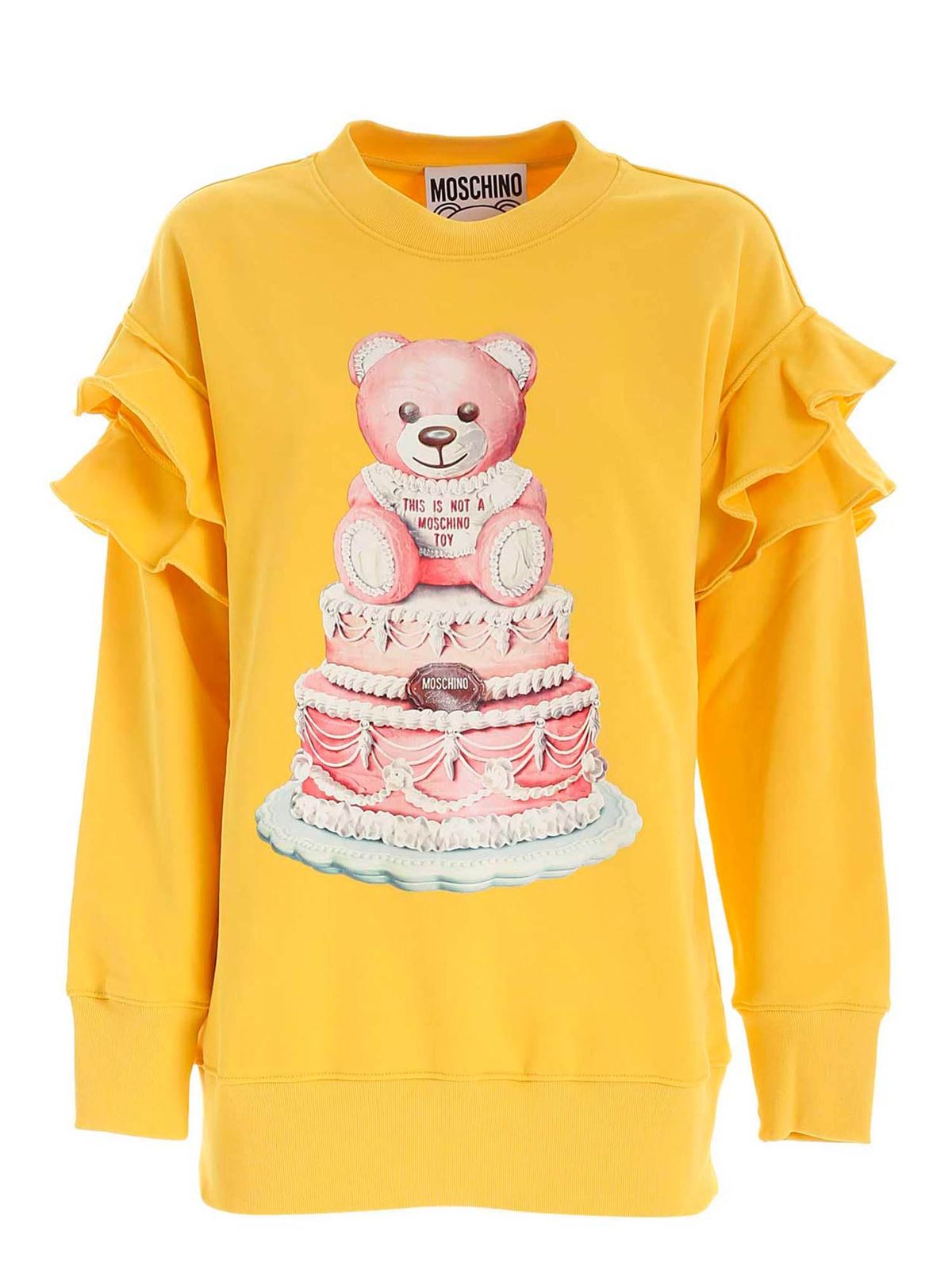 Moschino Cake Teddy Bear Sweatshirt In Yellow In Amarillo