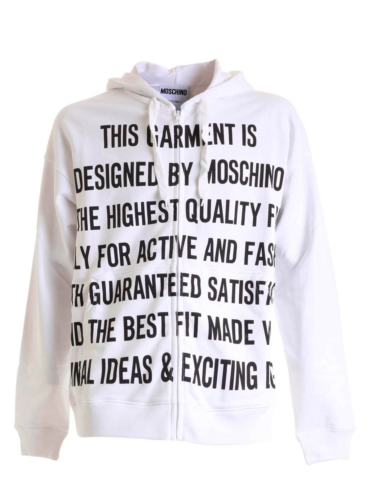 Moschino Logo Lettering Print Sweatshirt In White In Blanco