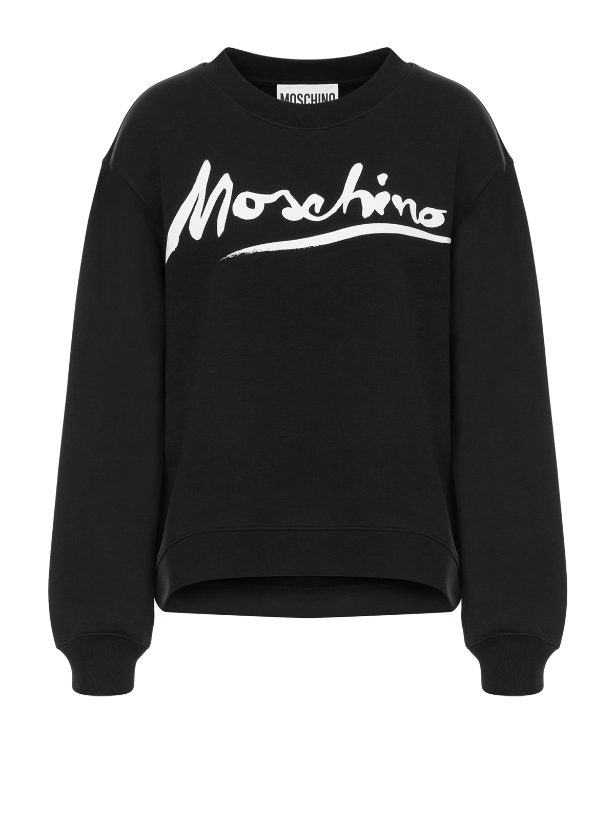 Moschino Logo Print Cotton Sweatshirt In Negro