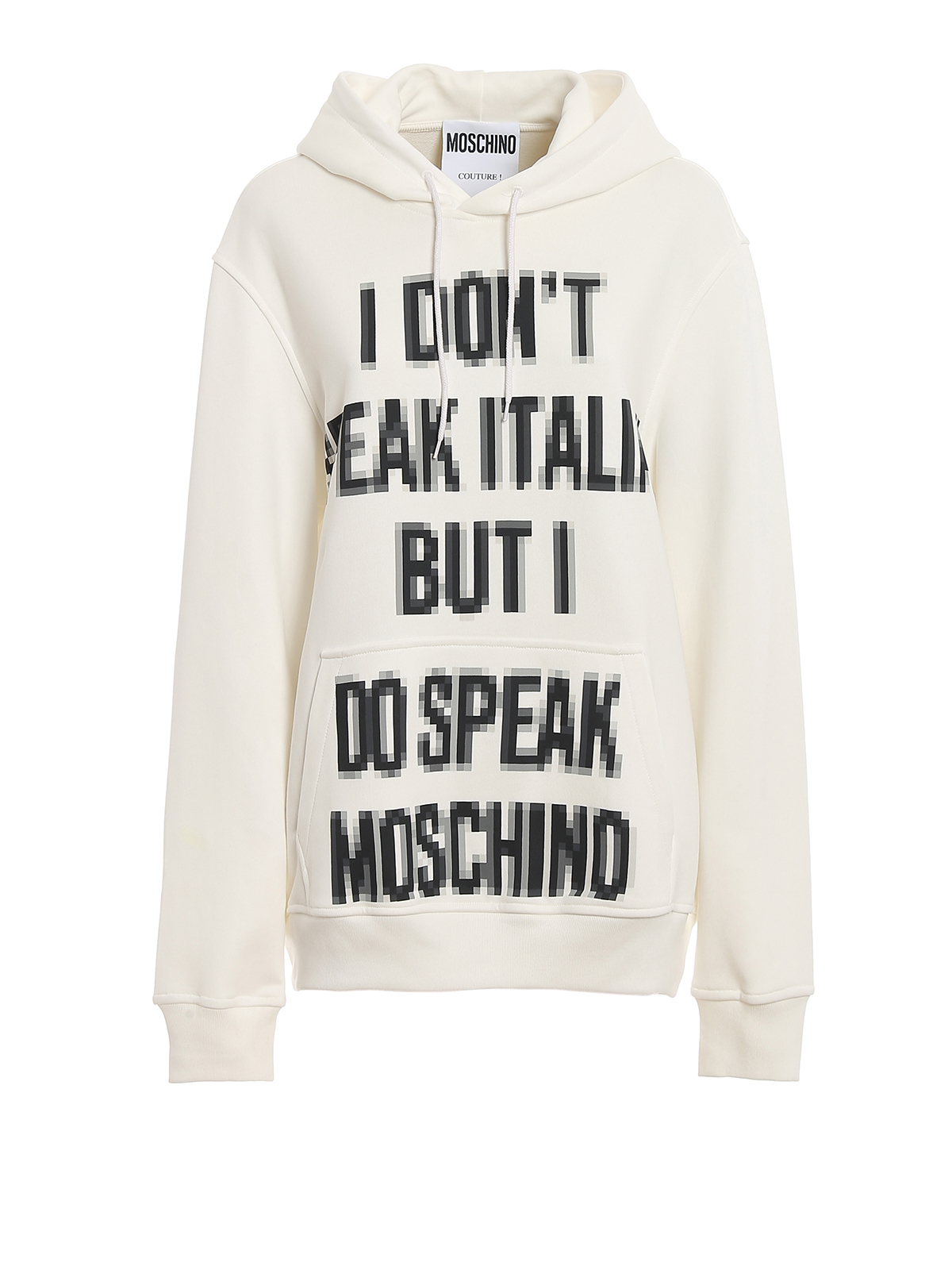 Shop Moschino Pixel Effect Print Hoodie In White