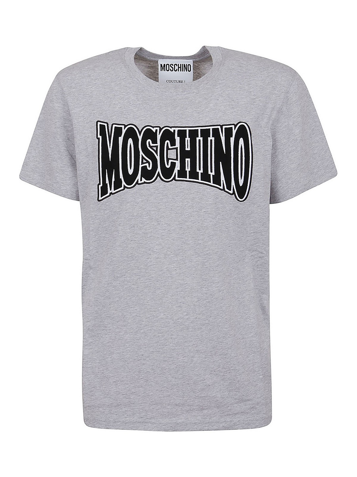 Moschino Embroidered Logo Lettering T-shirt In Gris