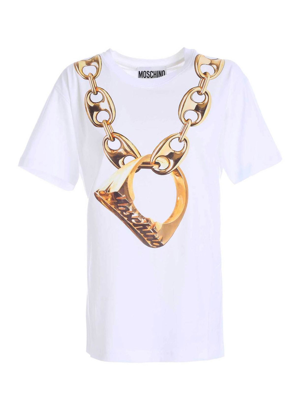 Moschino Macro Ring T-shirt In White In Blanco
