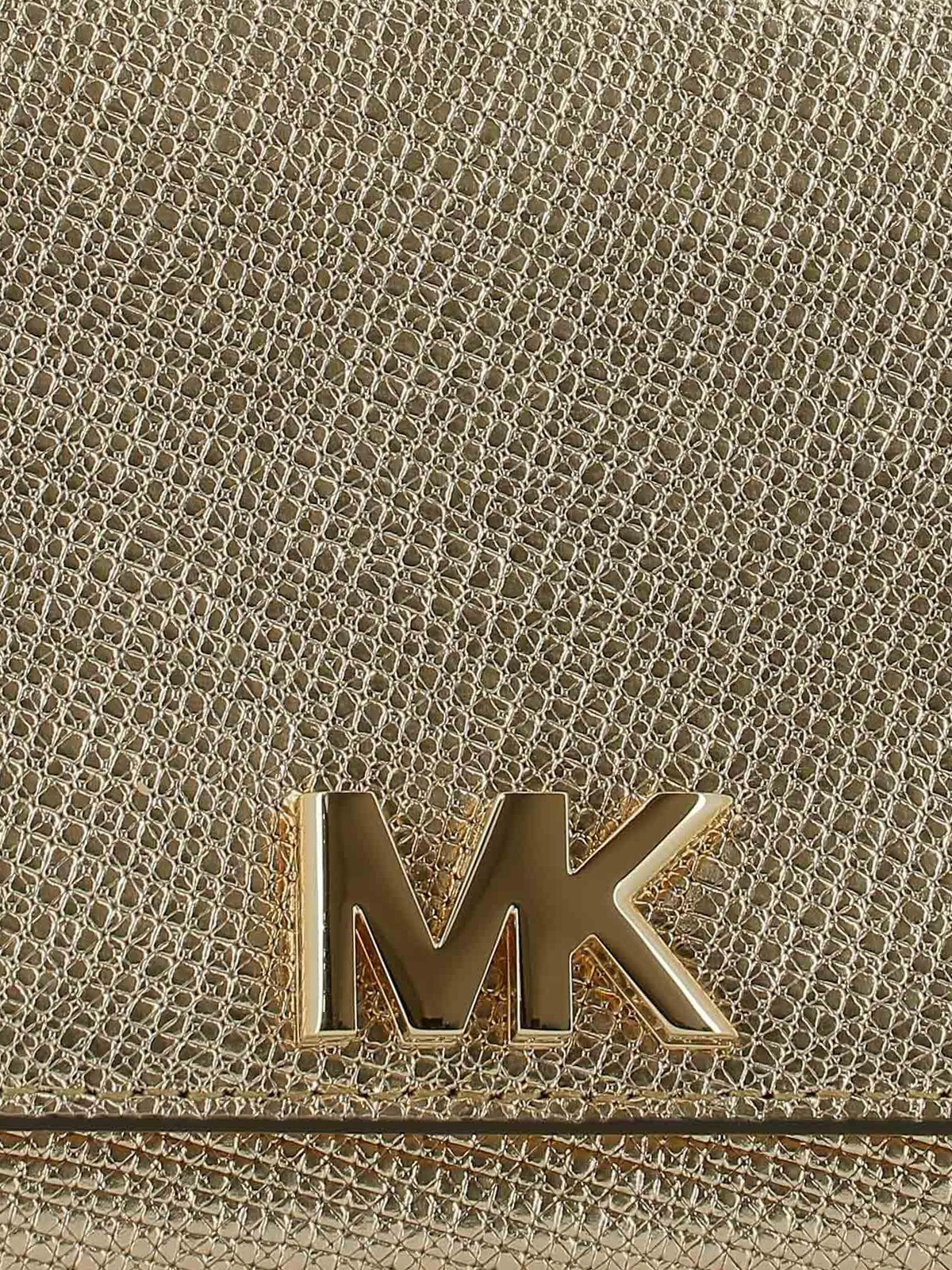 Clutches Michael Kors - Mott MK logo gold leather clutch - 30S8MOXC7K740