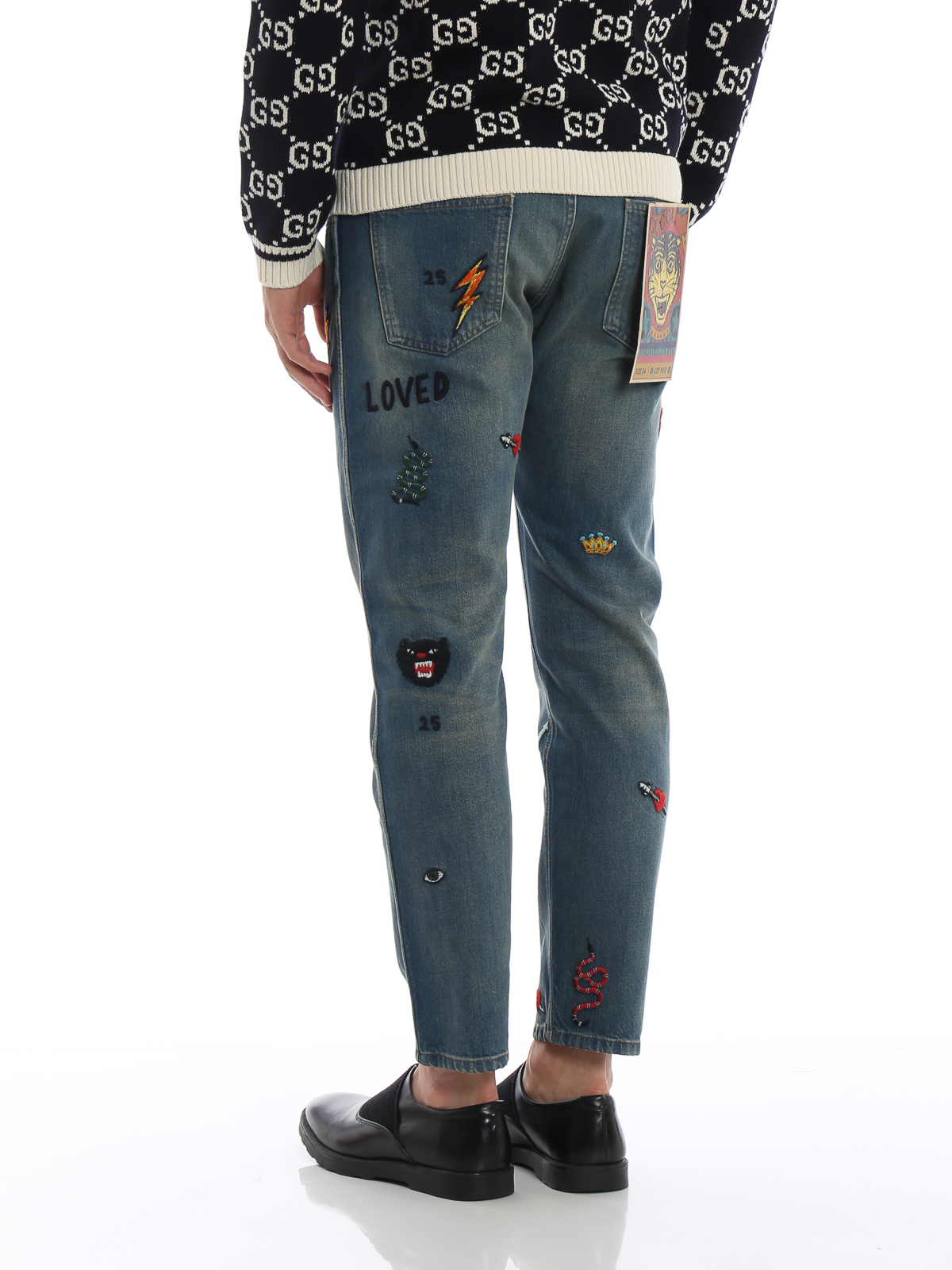 Natur voksenalderen kandidat Straight leg jeans Gucci - Multi patch washed denim jeans - 408637XD8364271