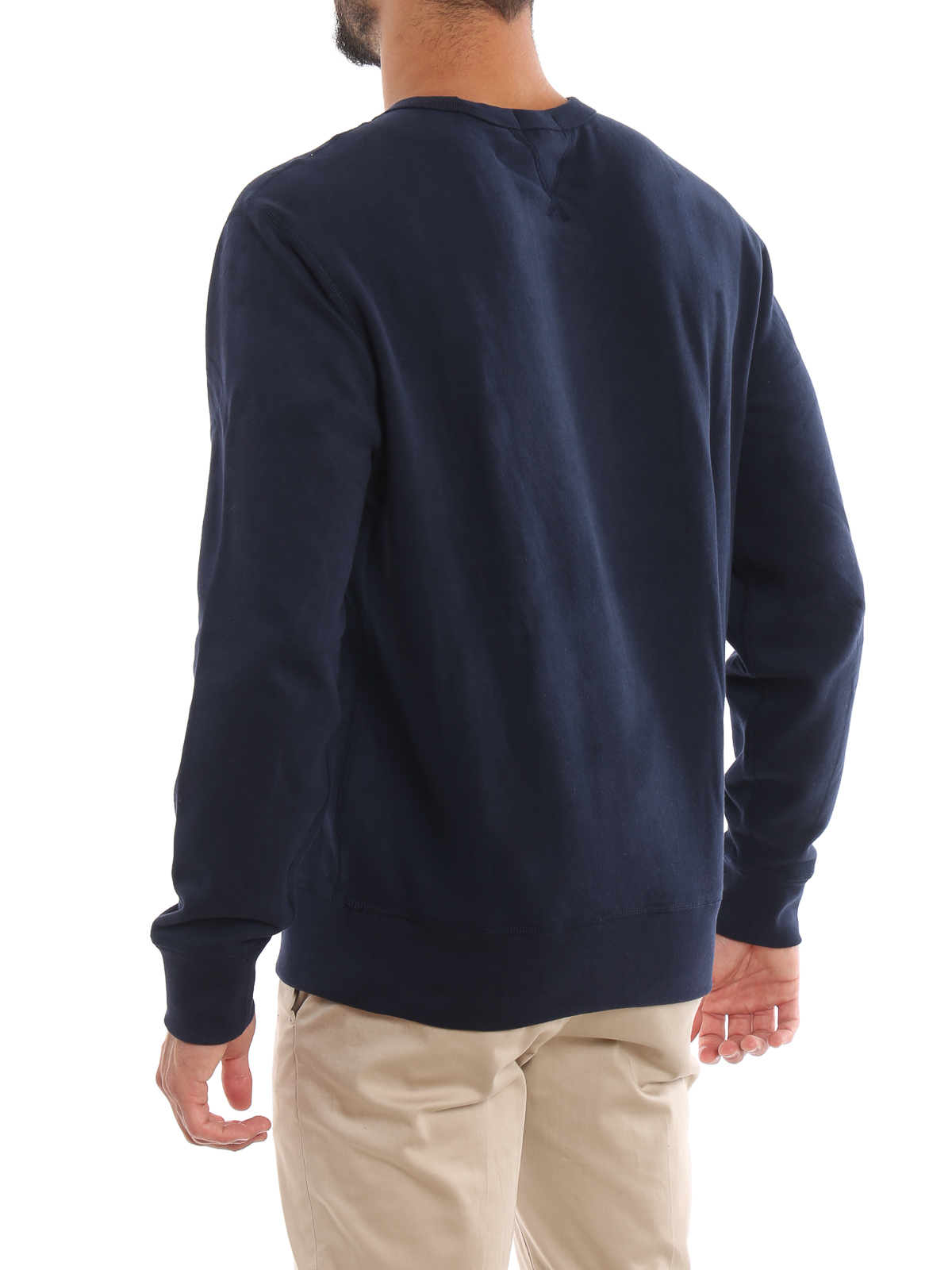 Shop Polo Ralph Lauren Navy Cotton Blend Sweatshirt In Blue