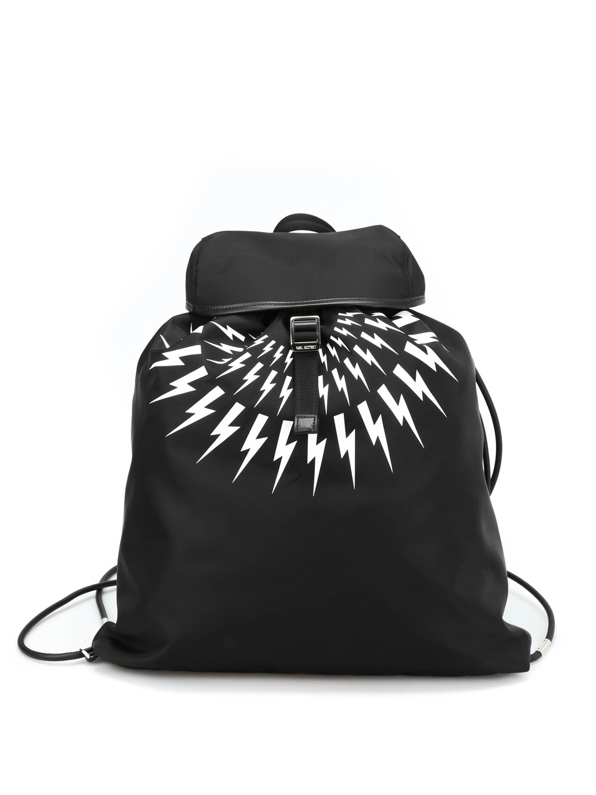 Neil Barrett Bolt print nylon flat backpack - Men|BBO166E9103524