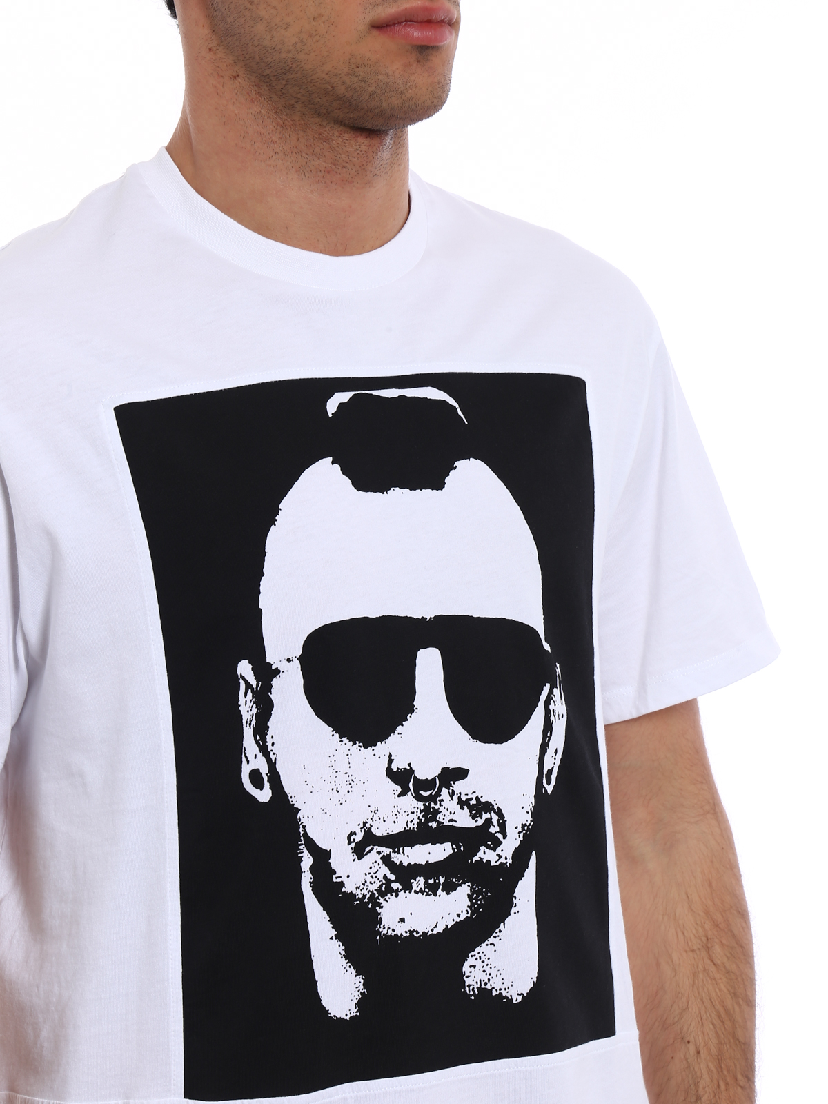 Neil Barrett Contrasting print white over Tee|PBJT383BG549S526