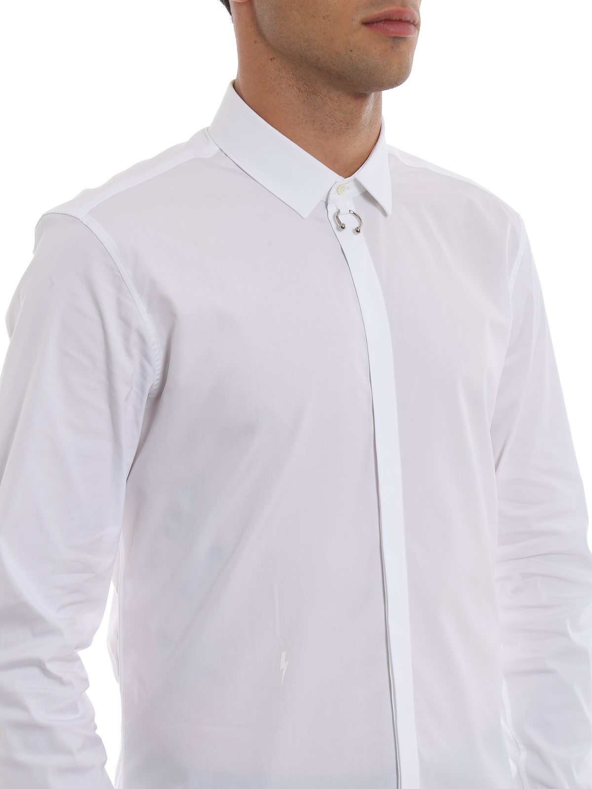 Shirts Neil Barrett - Piercing detailed slim cotton shirt