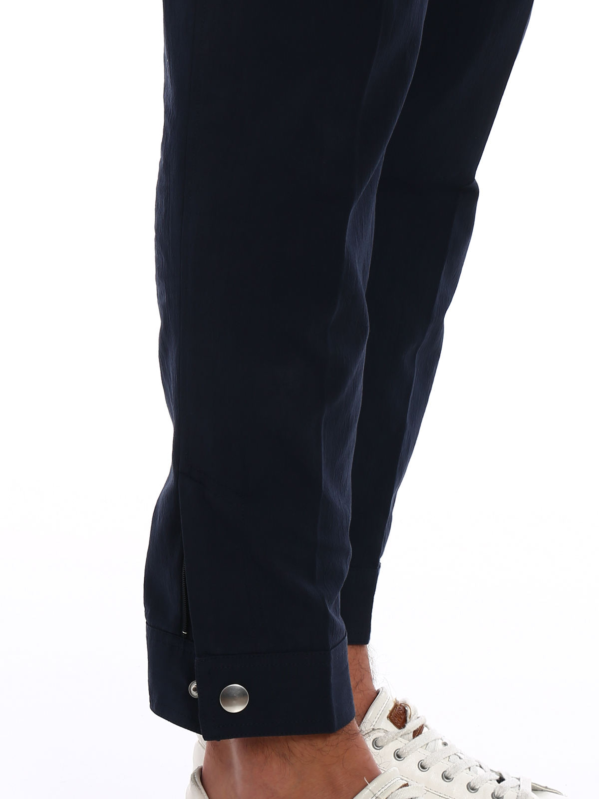 Shop Neil Barrett Skinny Fit Tapered Casual Trousers In Azul Oscuro