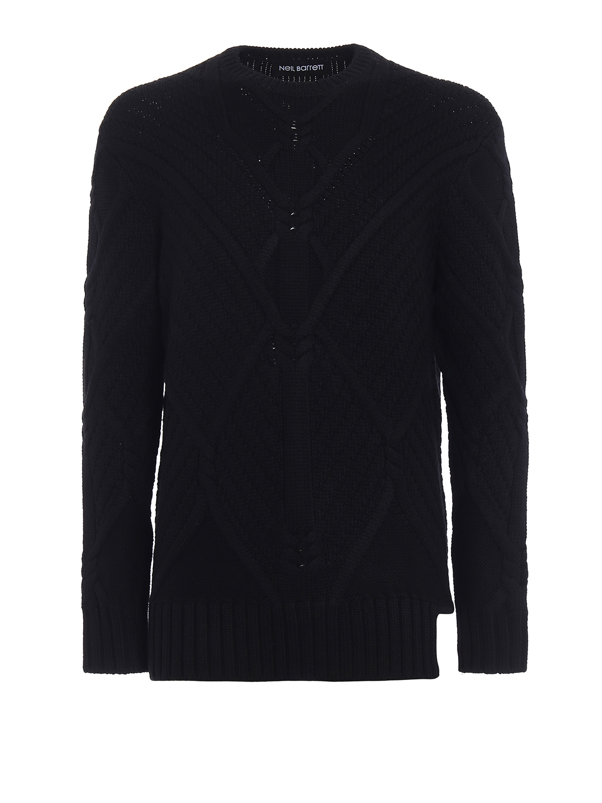Neil Barrett Cut out bottom wool sweater - Black|BMA692VF621C01