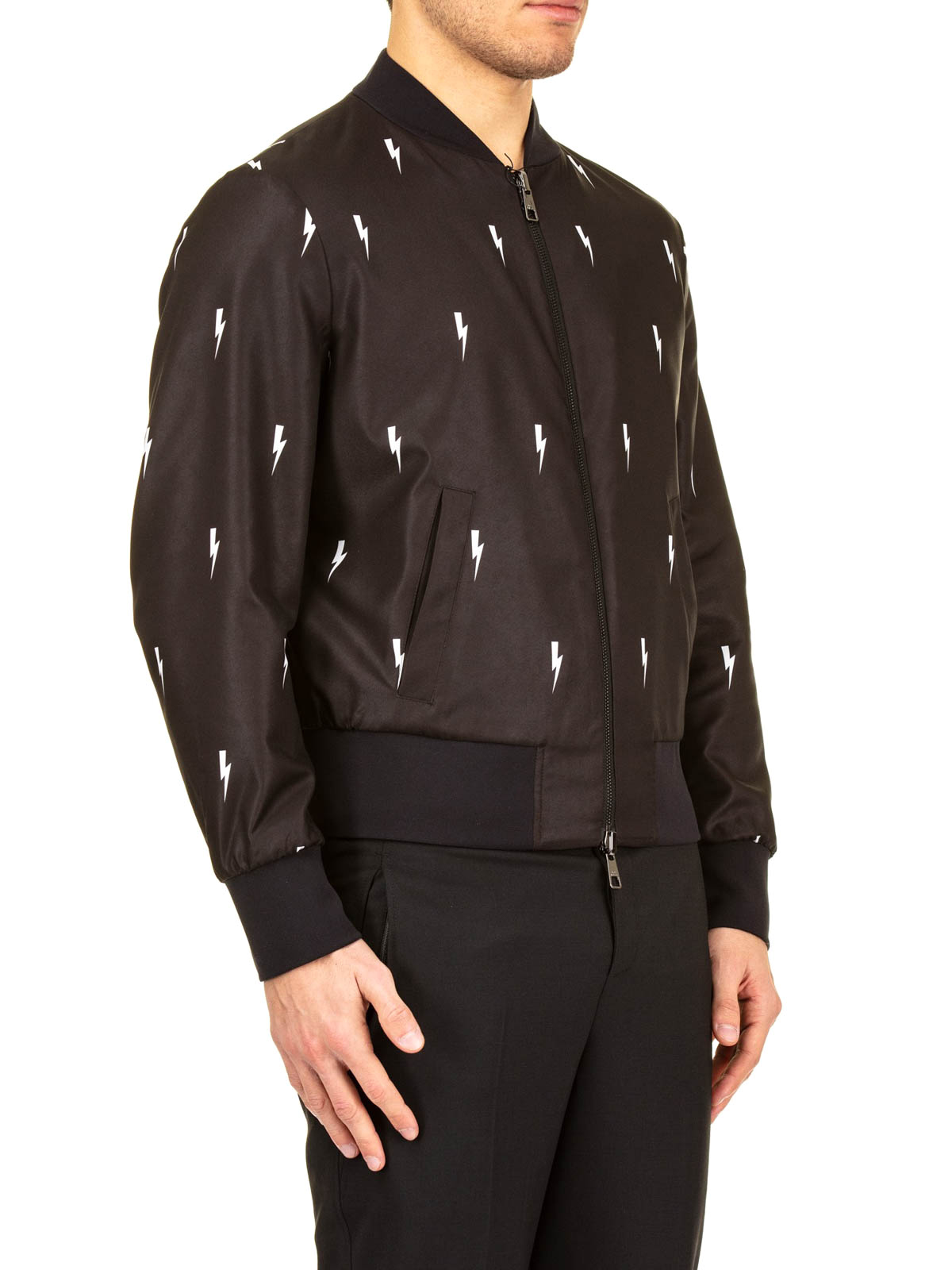 Neil Barrett Reversible black tech fabric bomber jacket