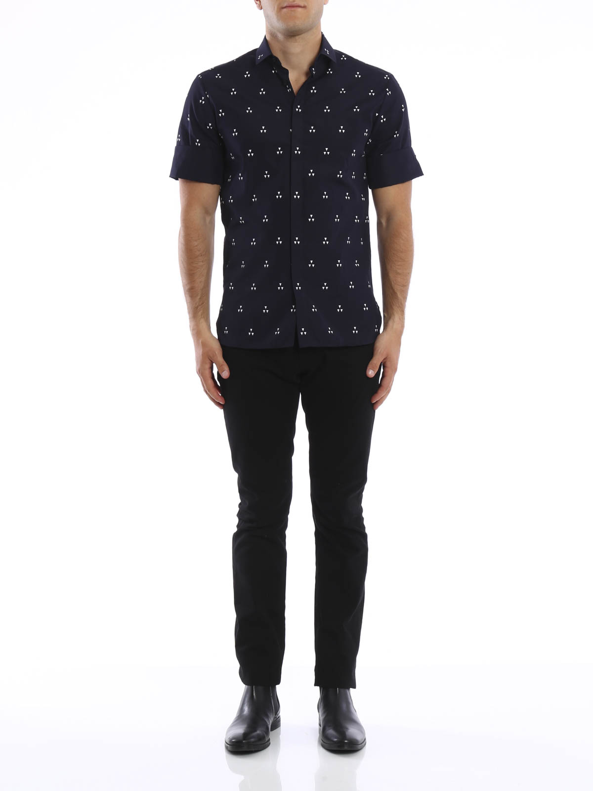 Neil Barrett Short sleeve shirt - Dark Blue - Men|BCM390A040S186