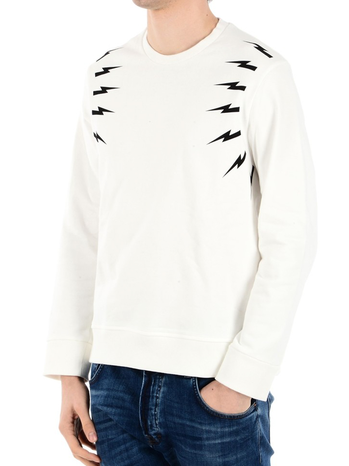 Neil Barrett Lightning Bolt-print Sweatshirt In White