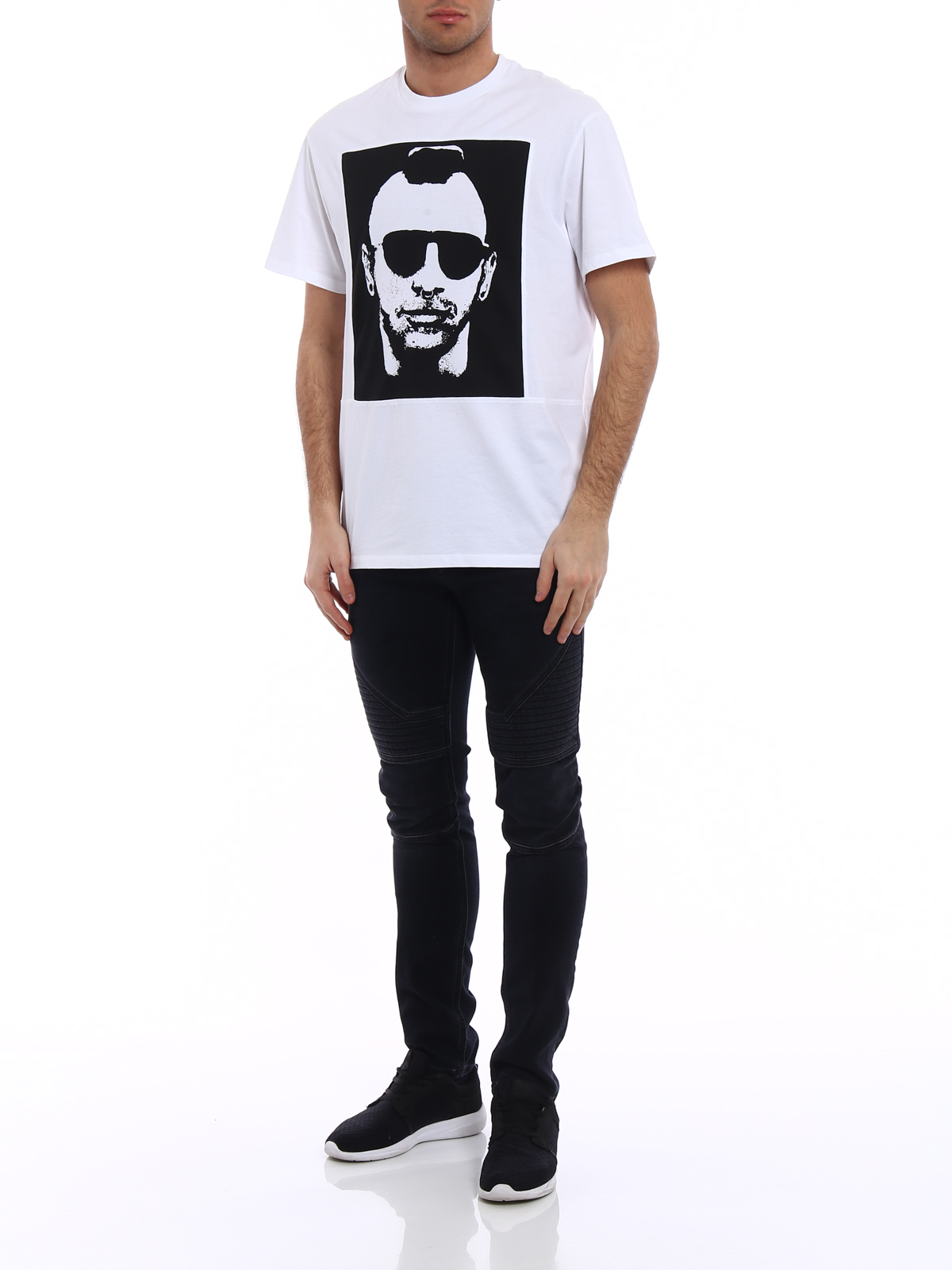 Neil Barrett Contrasting print white over Tee|PBJT383BG549S526