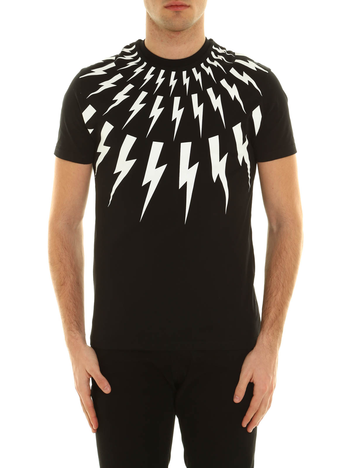 Neil Barrett Lightning print cotton T-shirt - Men|PBJT108E510S524
