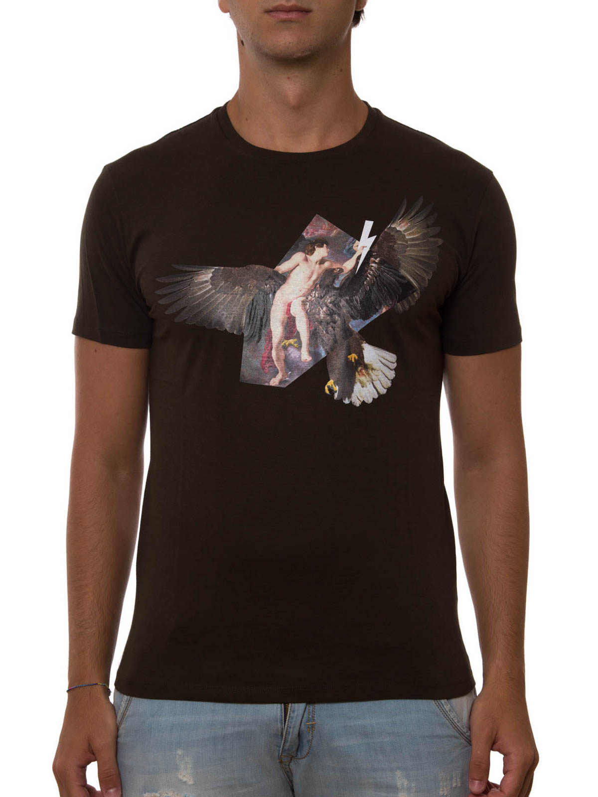 Derfor kristen tæmme T-shirts Neil Barrett - Ruben's Eagle printed T-shirt - BJT167LB546S417