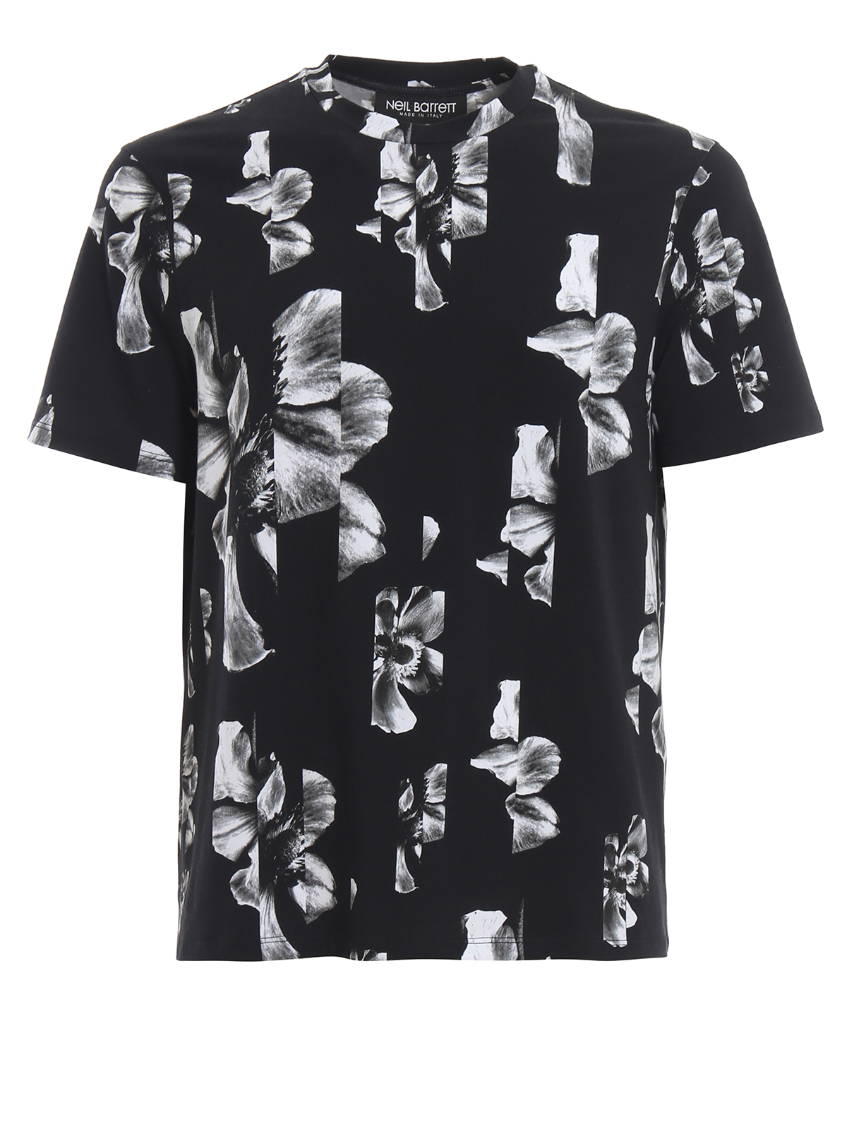 Neil Barrett Black anemone print stretch cotton T-shirt