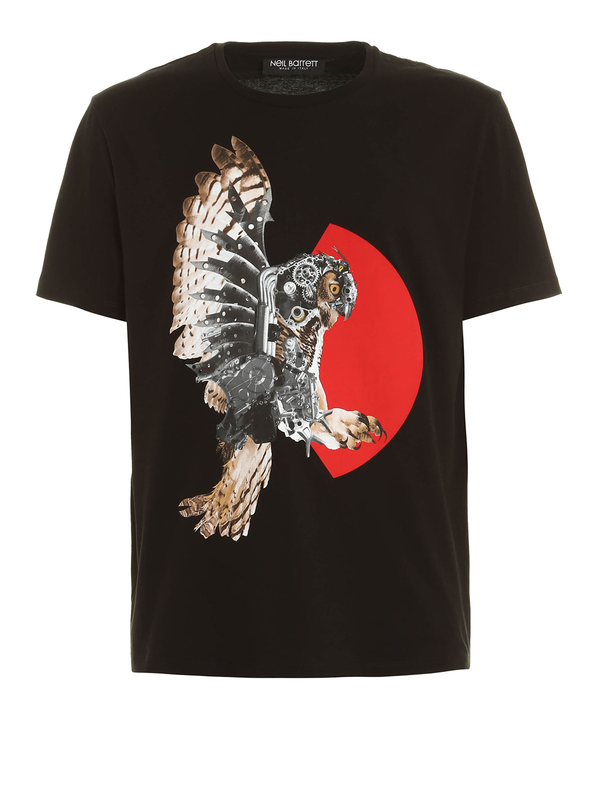 famlende Centrum Havbrasme T-shirts Neil Barrett - Mechanical eagle cotton T-shirt - PBJT185SE523S1076