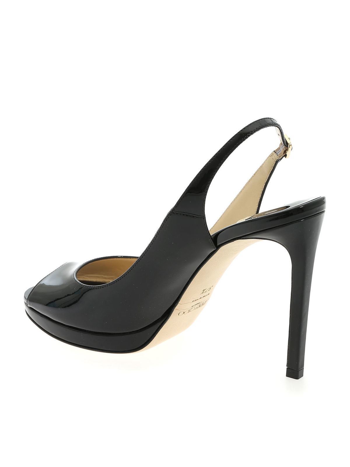 Court shoes Jimmy Choo Nova 100 open toe in black NOVA100PATBLACK