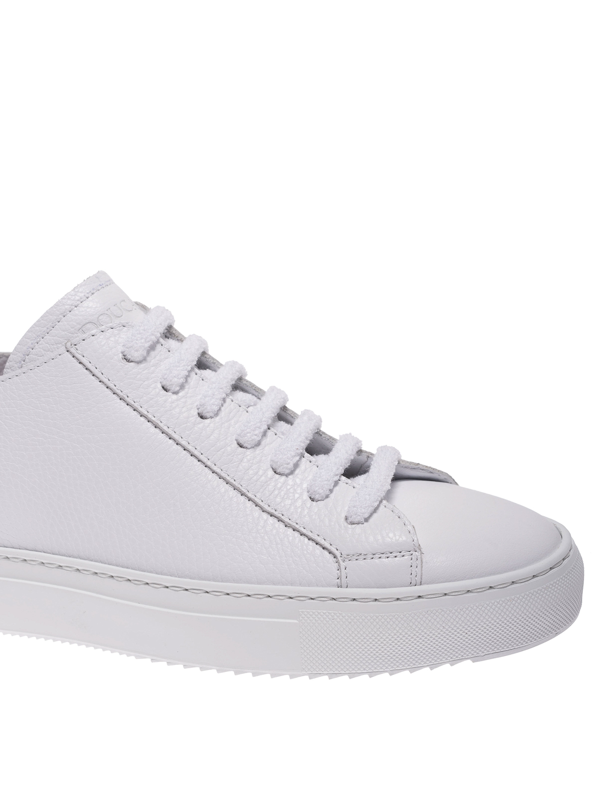 Shop Doucal's Nova Grainy Leather Trainers In White