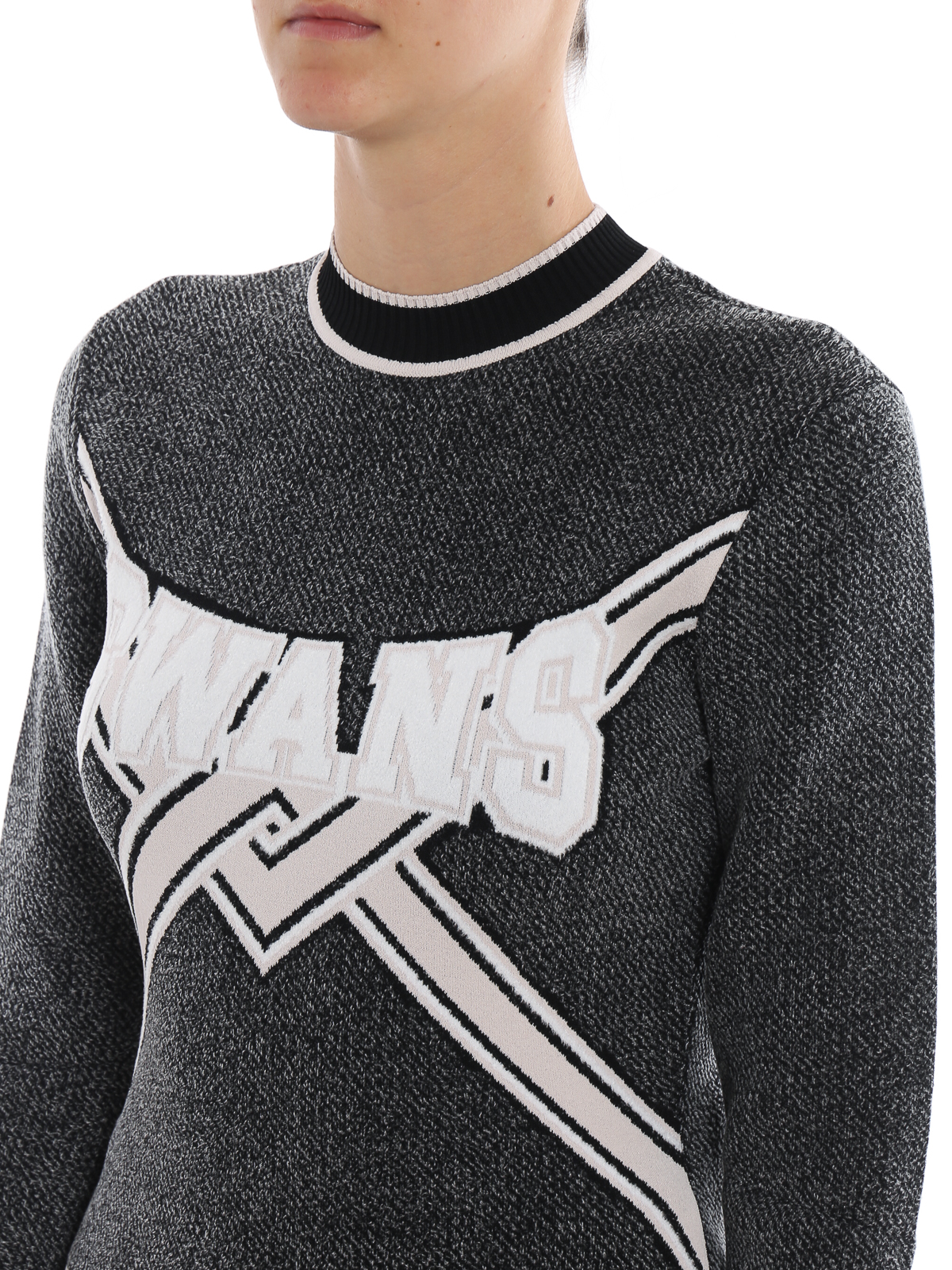 Shop Off-white Stretch Intarsia Knit Sweatshirt In Black
