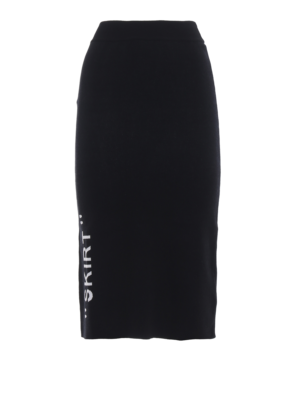 Knee length & Off-White intarsia knitted pencil skirt - OWHL001E18B110561001