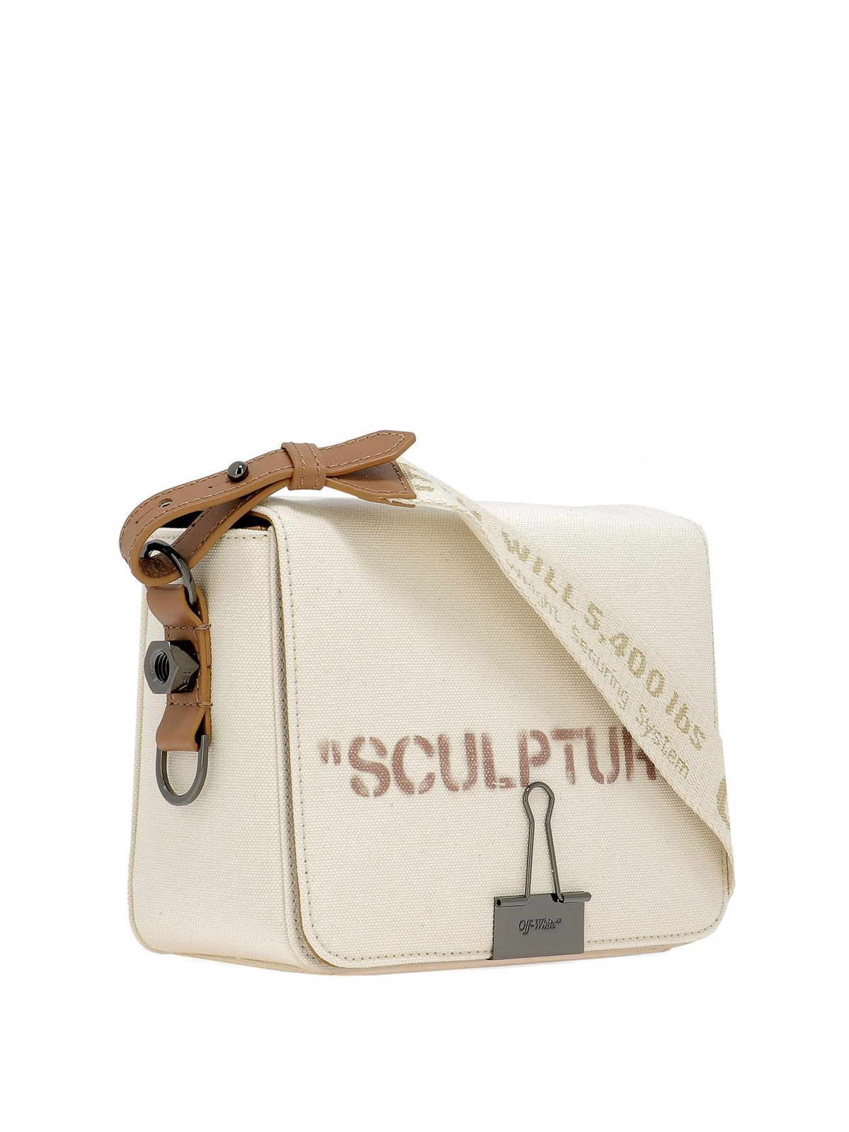 OFF-WHITE Sculpture Canvas Binder cotton shoulder bag (1 Week Ship)