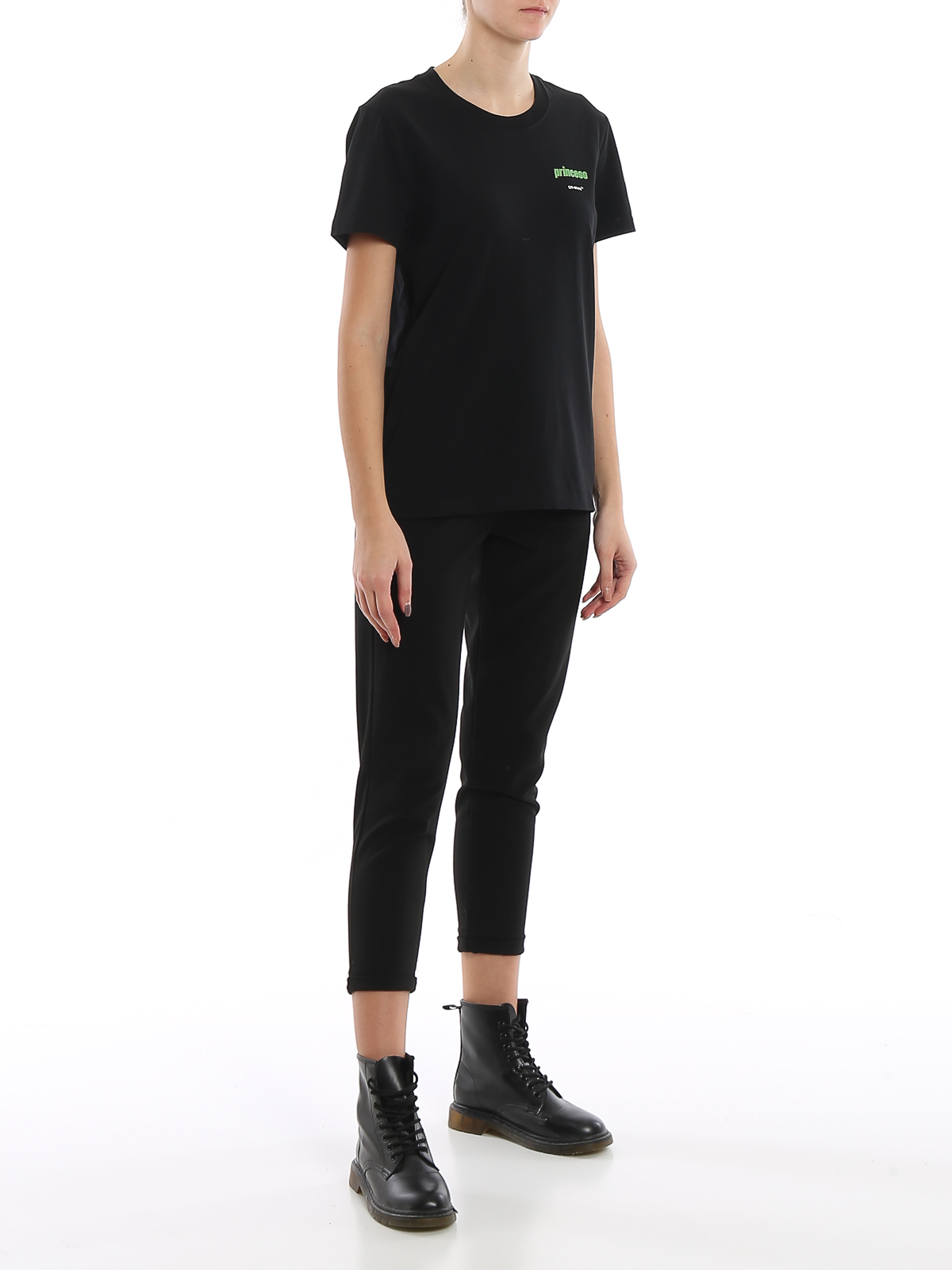 Off-White Princess print black cotton T-shirt|OWAA049R20B071011041