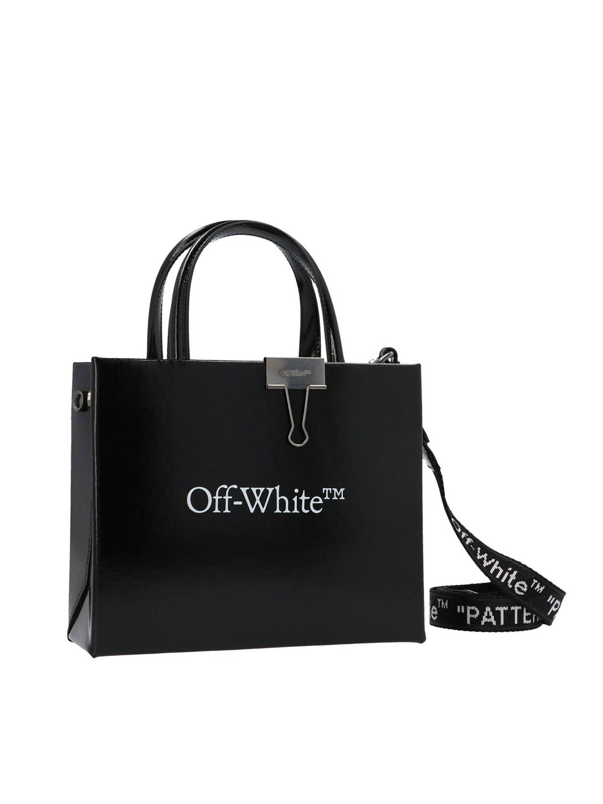 Off White Logo mini box handbag in black OWNA059R21LEA0011001