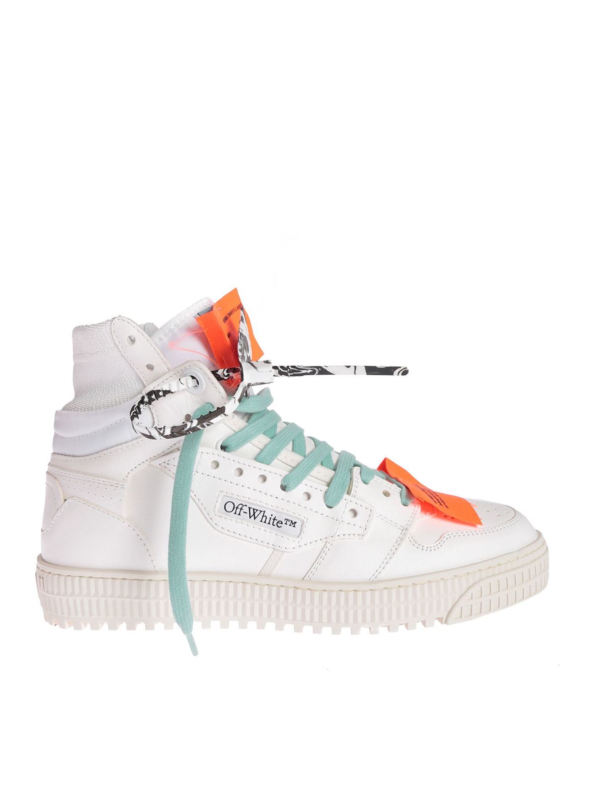 Off-White 3.0 Off Court Leather High-Top Sneakers, White Orange, Women's, 39EU, Sneakers & Trainers High Top Sneakers