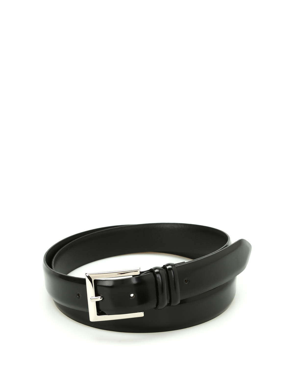 Orciani Polish Leather Belt In Black