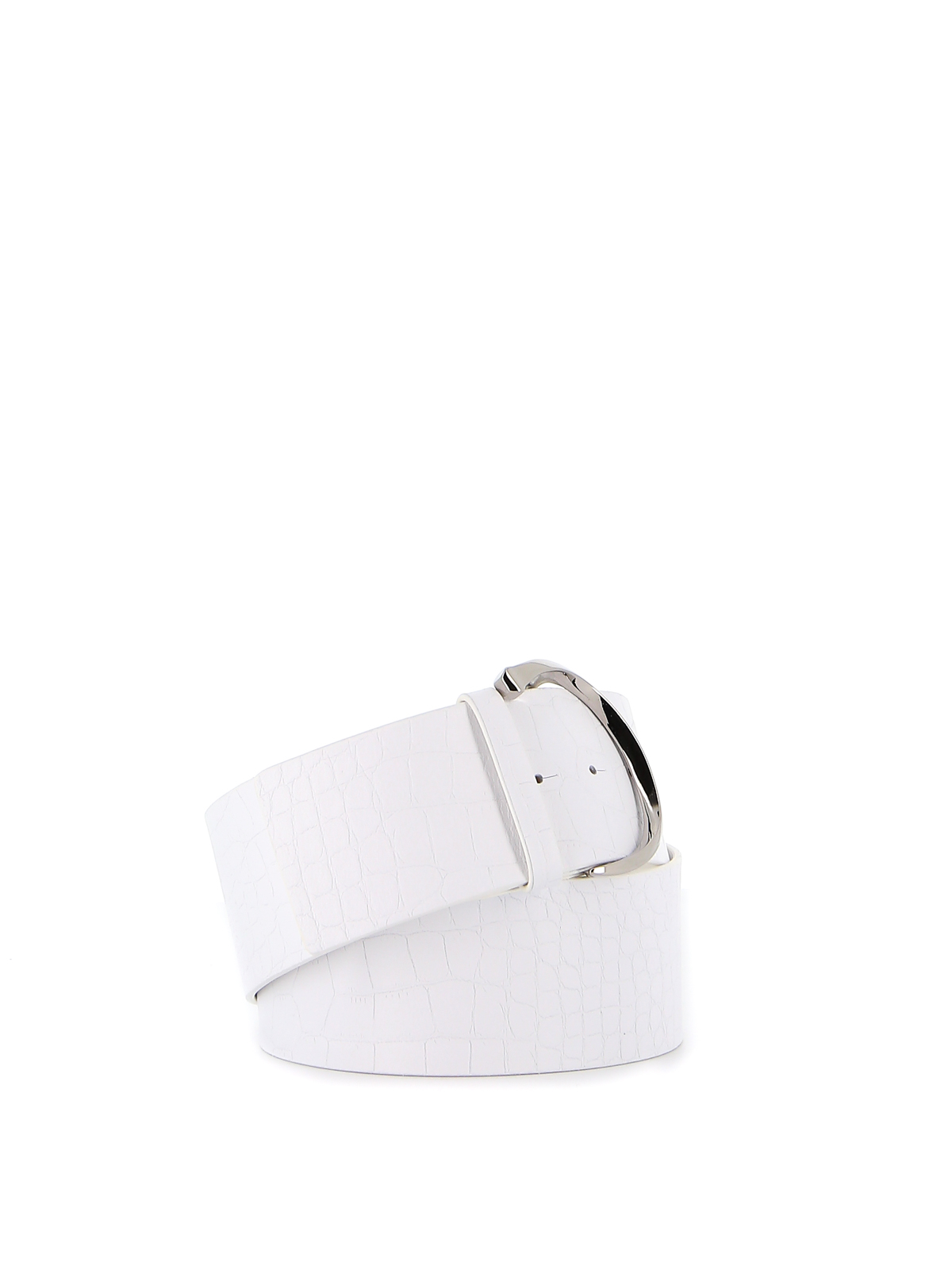 Shop Orciani Croco Printed Leather High Belt In White