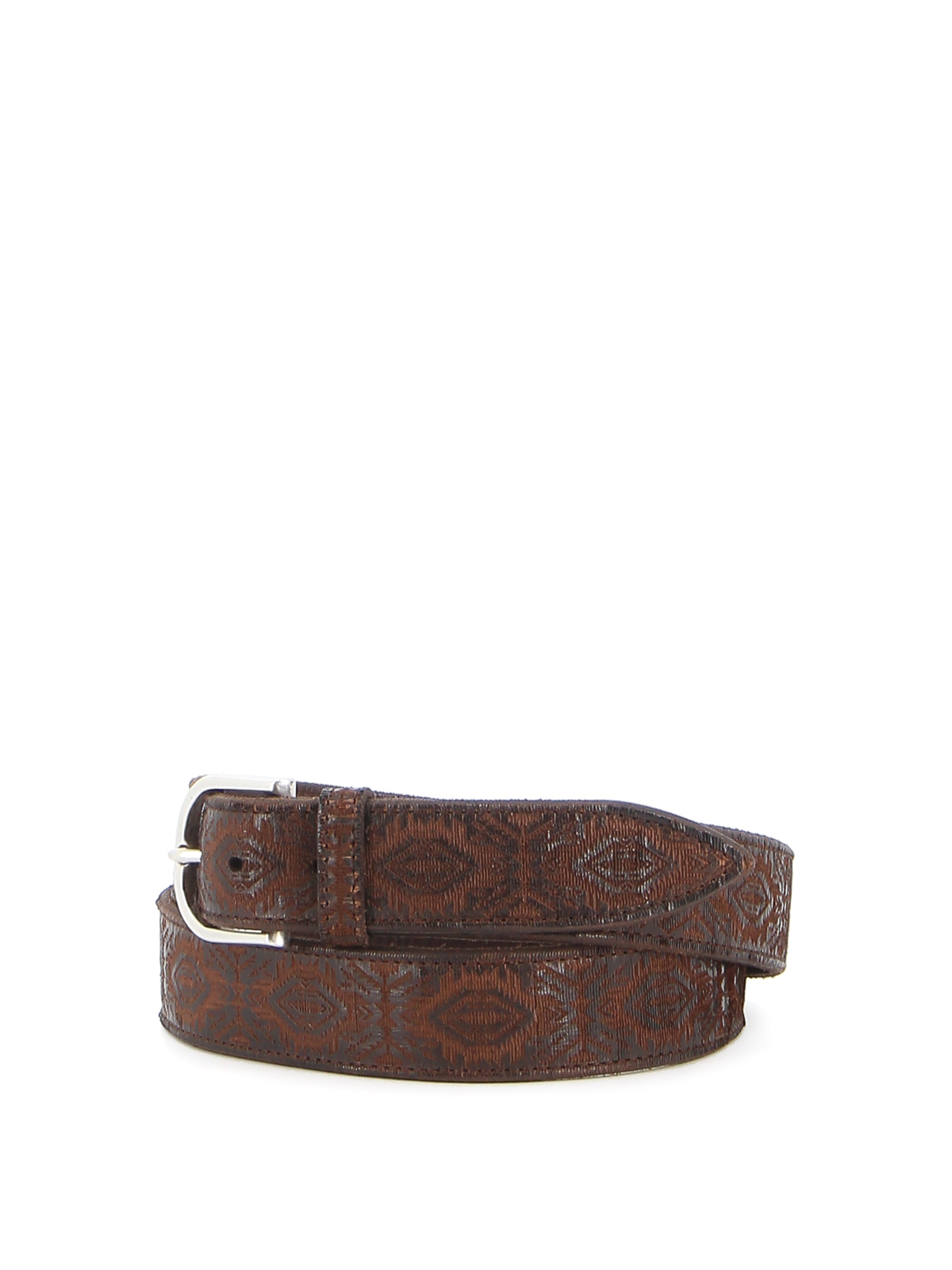 Shop Orciani Jaquard Effect Leather Belt In Brown